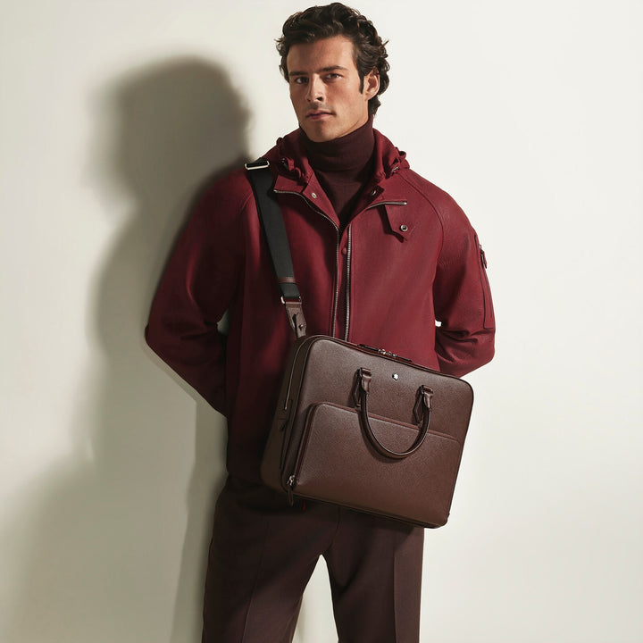 Montblanc Medium Briefcase with Pocket in Sartorial Leather MB222925