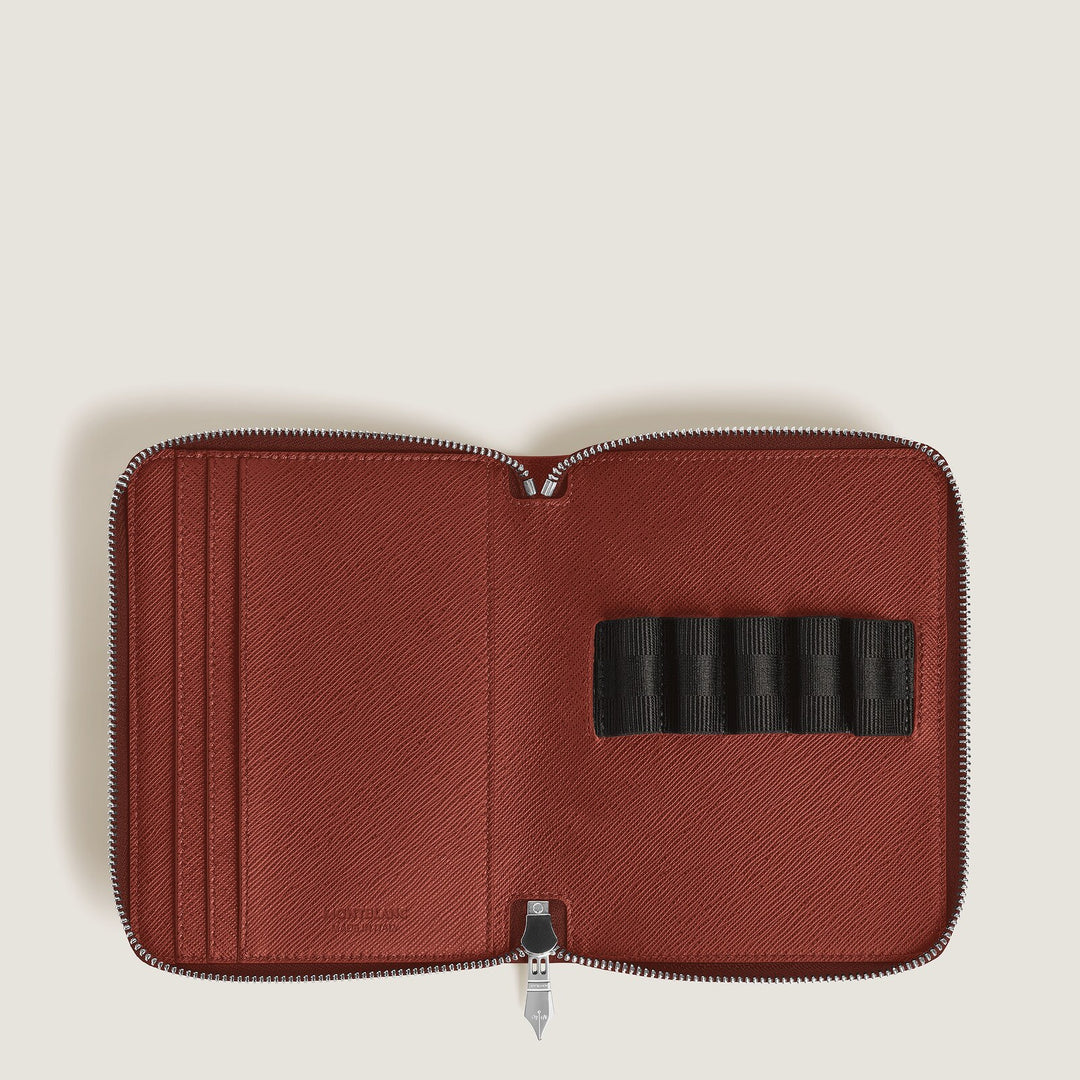 Montblanc 5 Pen Pouch with zip in Sartorial Leather MB223035