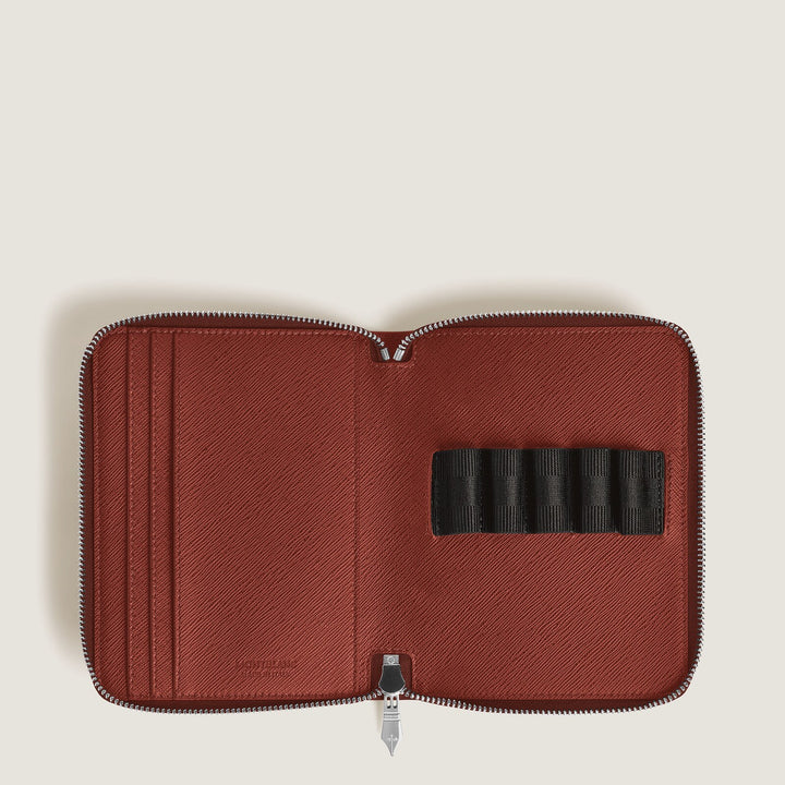 Montblanc 5 Pen Pouch with zip in Sartorial Leather MB223035