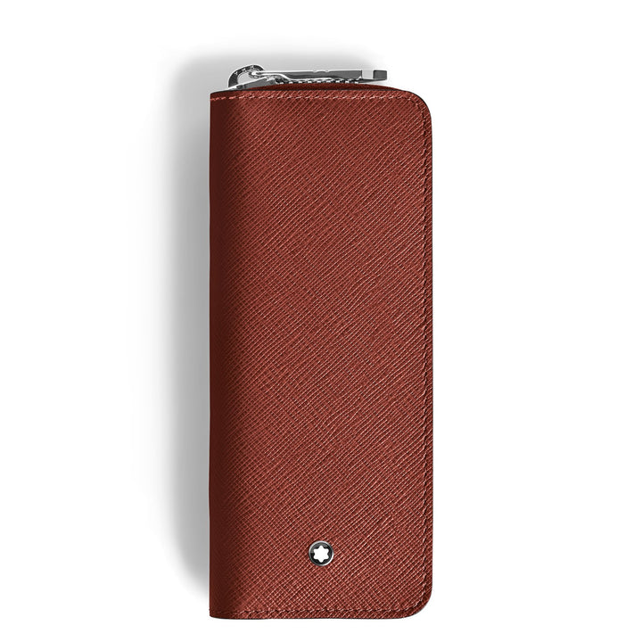 Montblanc 2 Pen Pouch with zip in Sartorial Leather MB223093