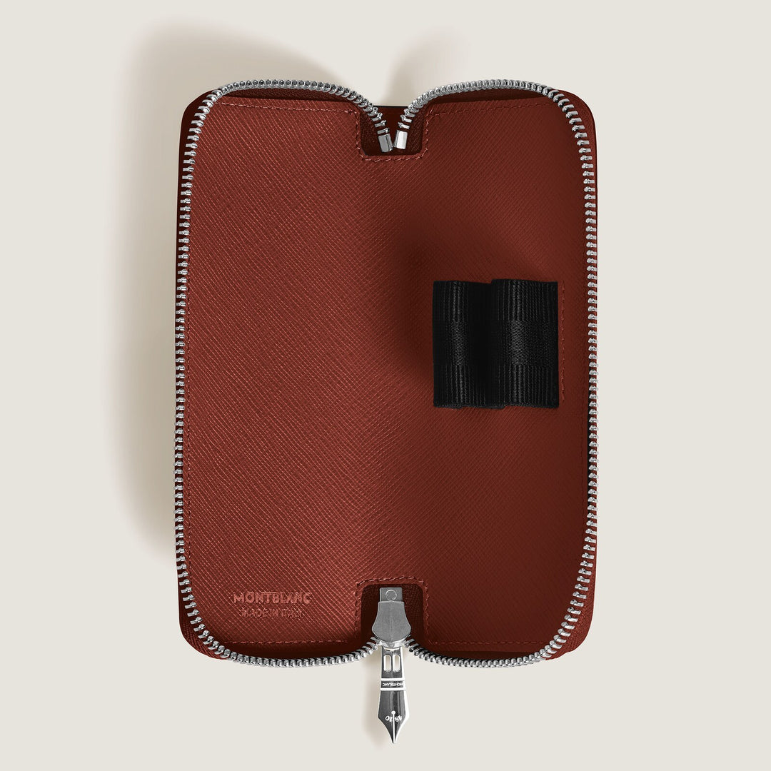 Montblanc 2 Pen Pouch with zip in Sartorial Leather MB223093