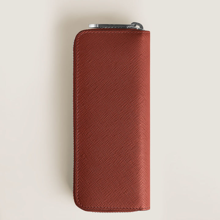 Montblanc 2 Pen Pouch with zip in Sartorial Leather MB223093