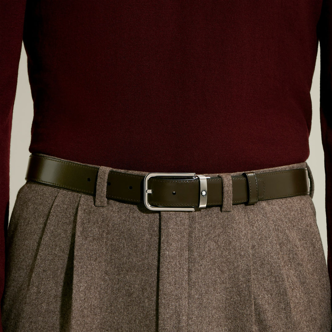 Montblanc 30 mm Reversible Belt in Meisterstück Leather with Rectangular Buckle MB223405