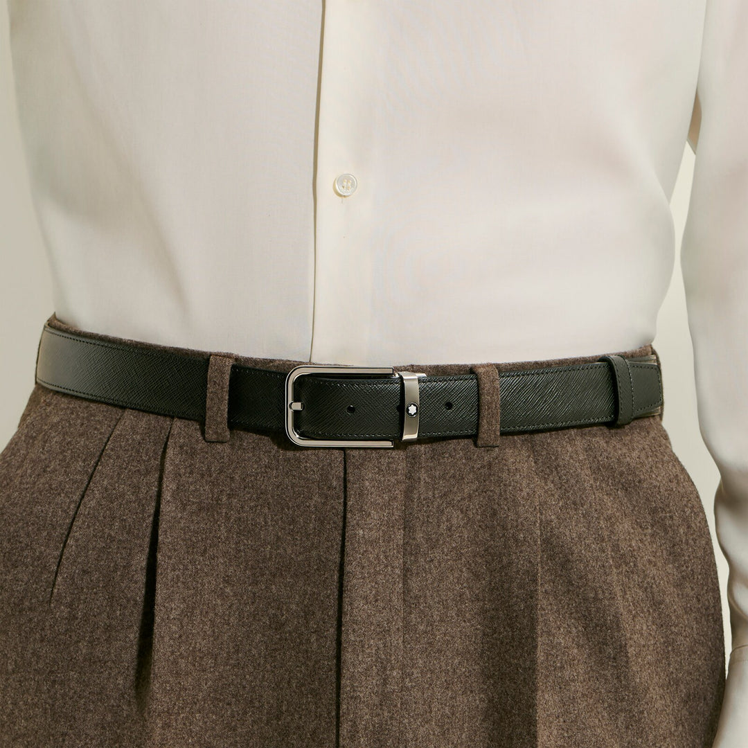 Montblanc 30 mm Reversible Belt in Sartorial Leather with Rectangular Buckle MB223409