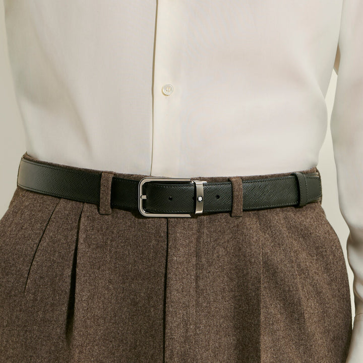 Montblanc 30 mm Reversible Belt in Sartorial Leather with Rectangular Buckle MB223409