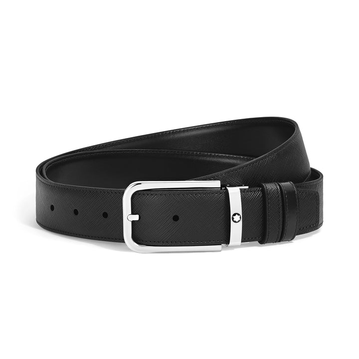Montblanc 35 mm Reversible Belt in Sartorial Leather with Rectangular Buckle MB223411