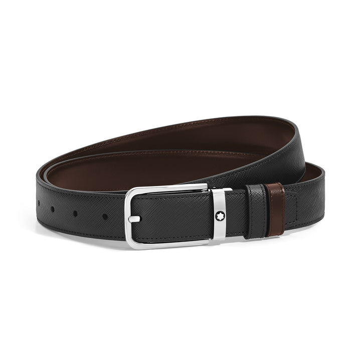 Montblanc 30 mm Reversible Belt in Sartorial Leather with Rectangular Buckle MB223413
