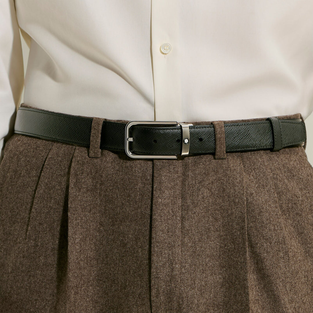 Montblanc 30 mm Reversible Belt in Sartorial Leather with Rectangular Buckle MB223413