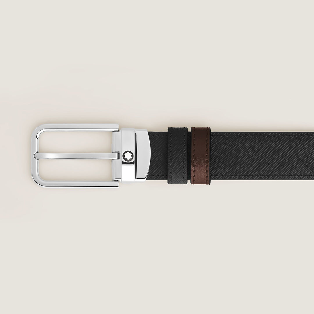 Montblanc 30 mm Reversible Belt in Sartorial Leather with Rectangular Buckle MB223413