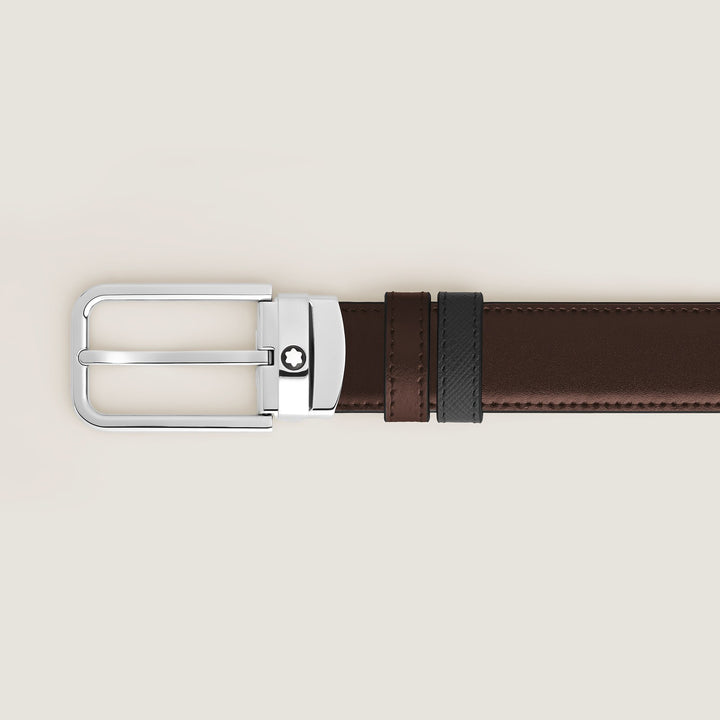 Montblanc 30 mm Reversible Belt in Sartorial Leather with Rectangular Buckle MB223413