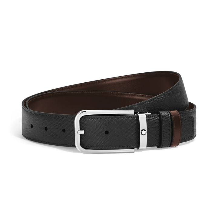Montblanc 35 mm Reversible Belt in Sartorial Leather with Rectangular Buckle MB223415