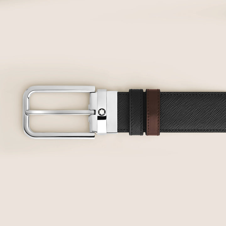 Montblanc 35 mm Reversible Belt in Sartorial Leather with Rectangular Buckle MB223415
