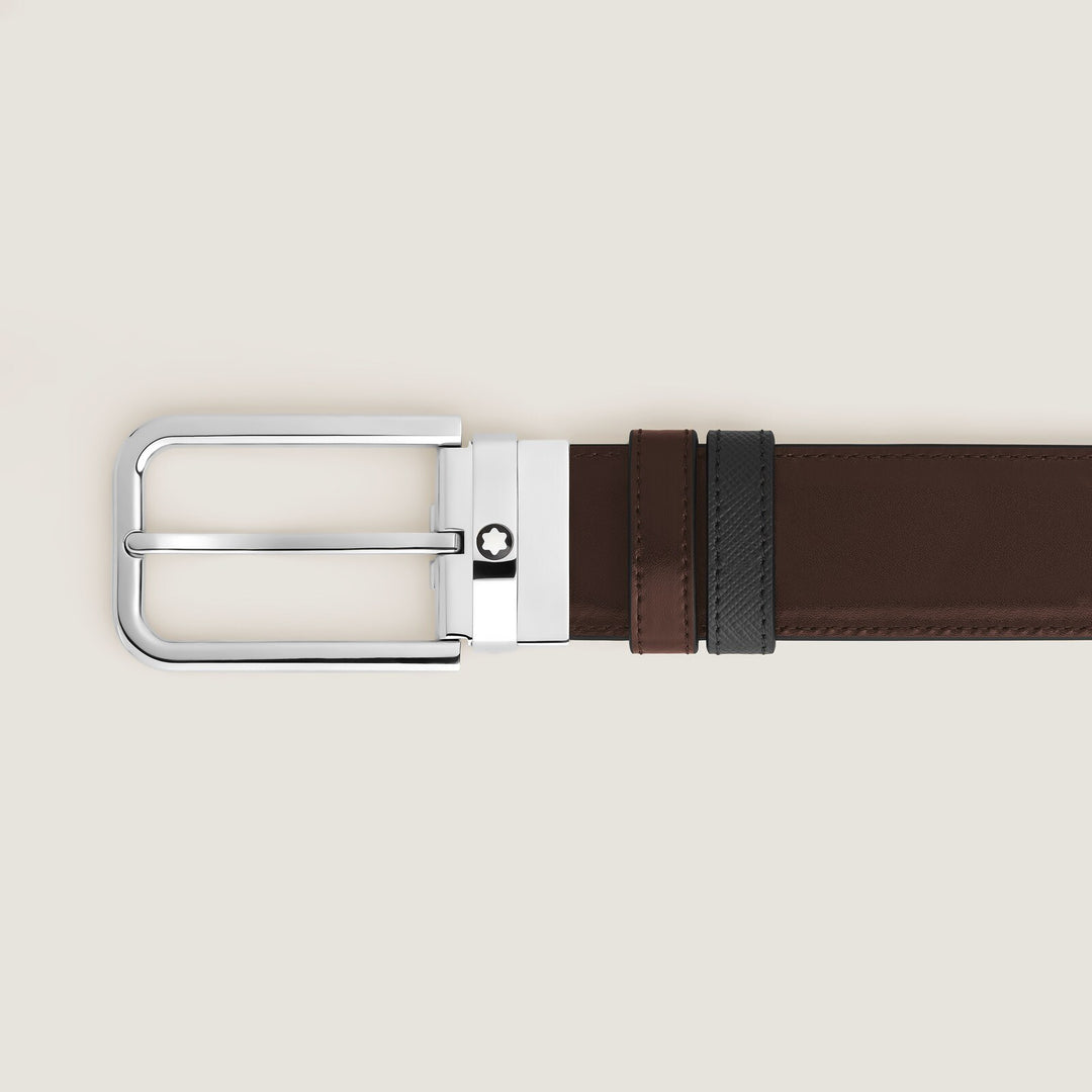 Montblanc 35 mm Reversible Belt in Sartorial Leather with Rectangular Buckle MB223415