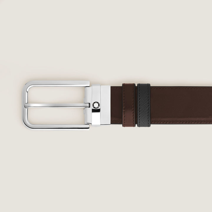 Montblanc 35 mm Reversible Belt in Sartorial Leather with Rectangular Buckle MB223415