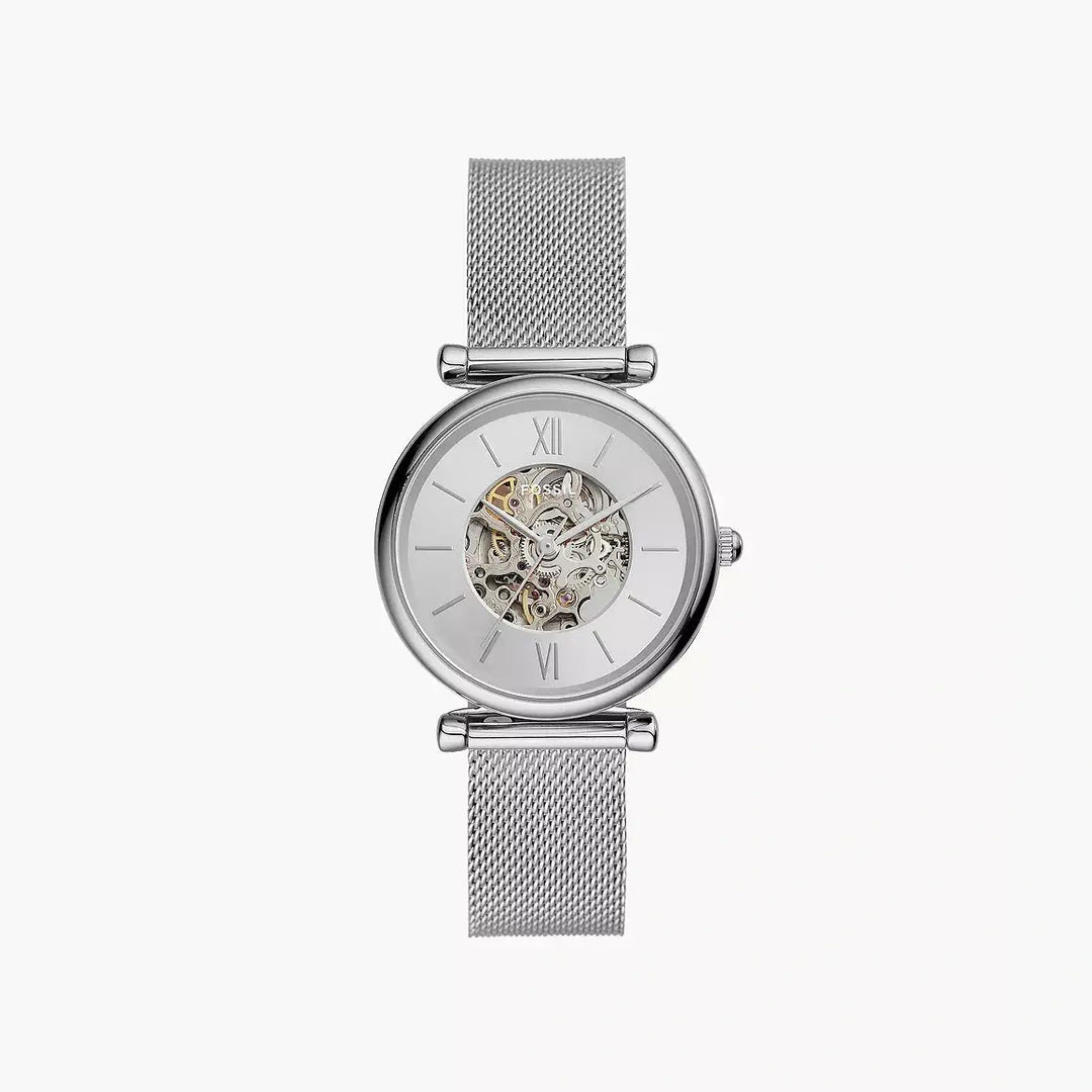 Fossil Carlie Automatic Stainless Steel Mesh Watch