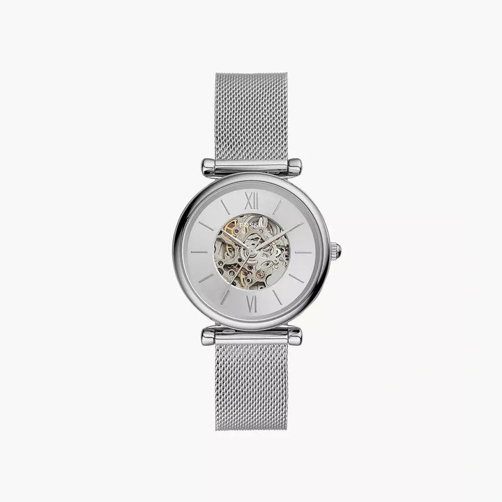 Fossil Carlie Automatic Stainless Steel Mesh Watch