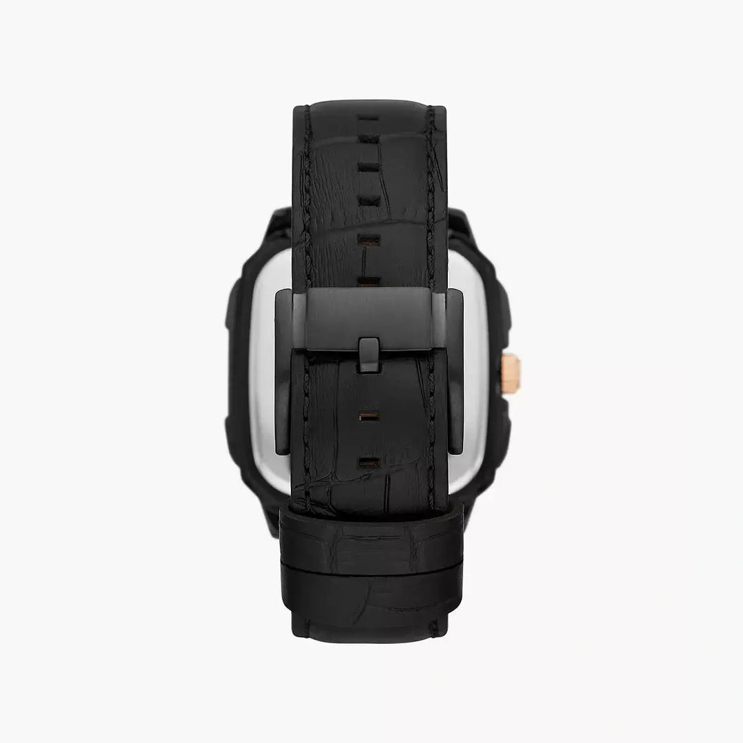 Fossil Inscription Automatic Black Leather Watch