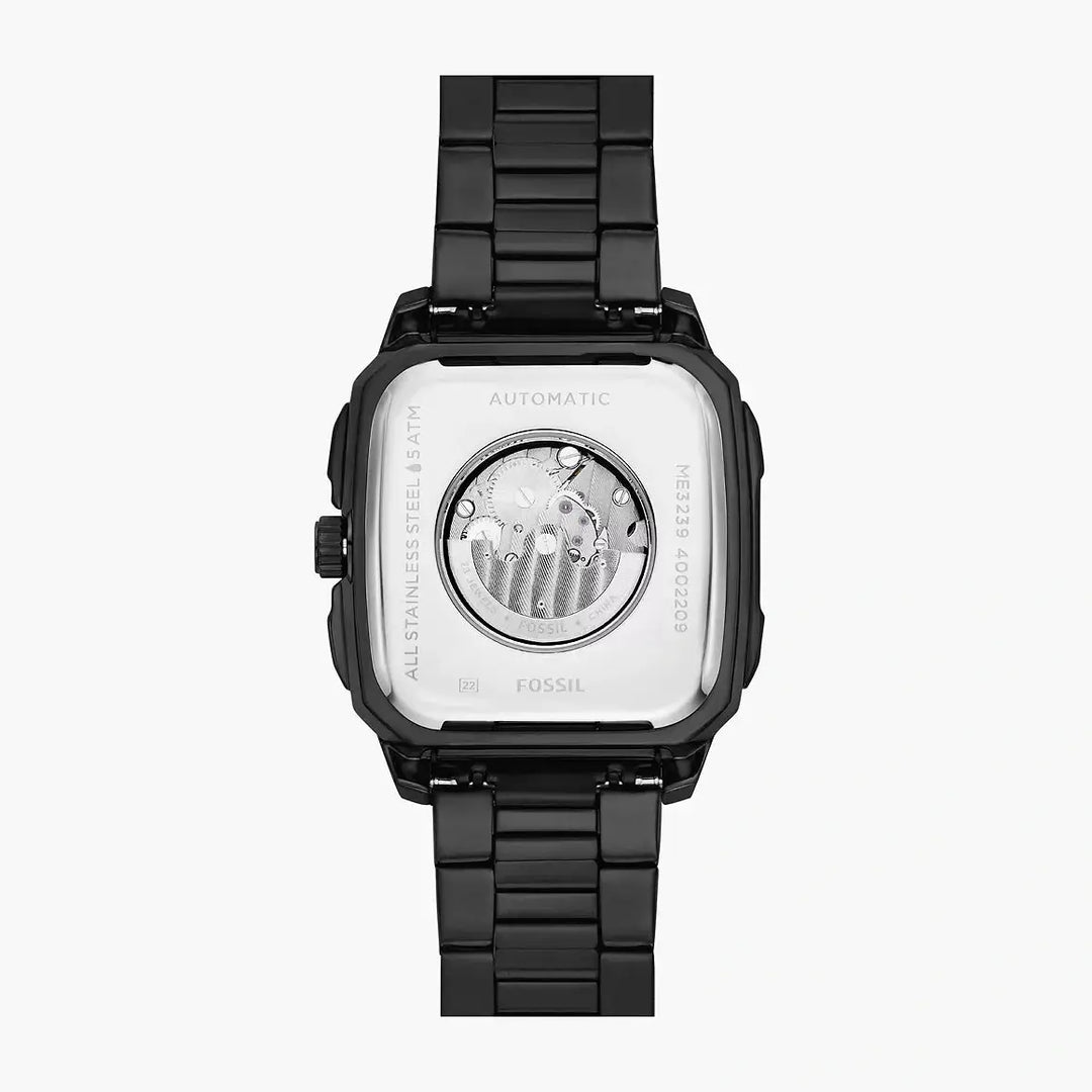 Fossil Inscription Automatic Black Stainless Steel Watch