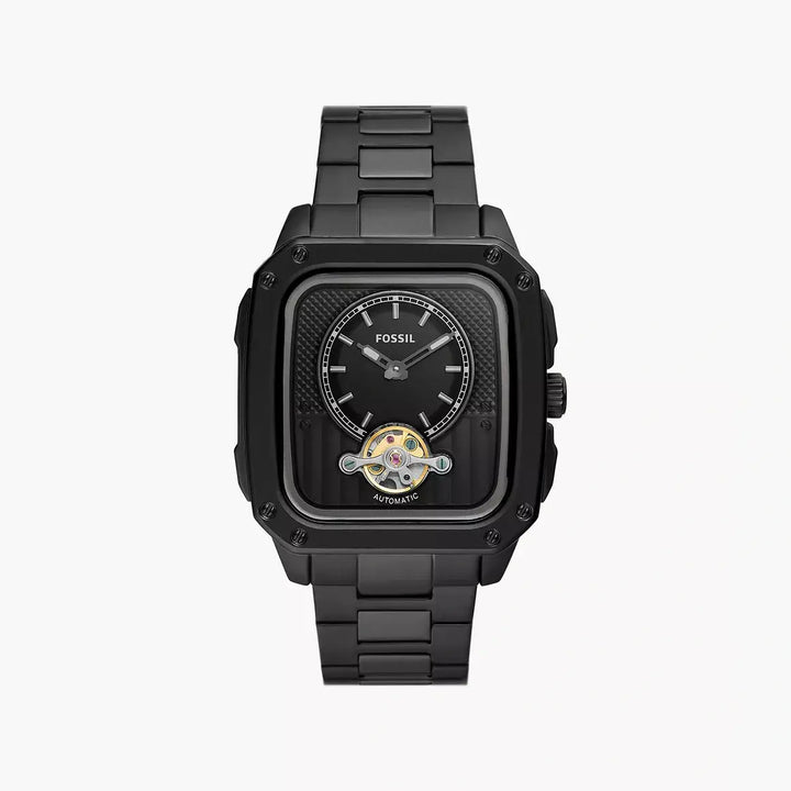 Fossil Inscription Automatic Black Stainless Steel Watch