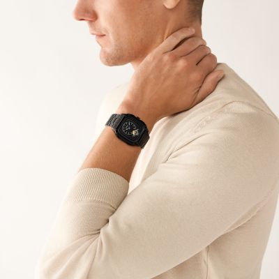 Fossil Inscription Automatic Black Stainless Steel Watch