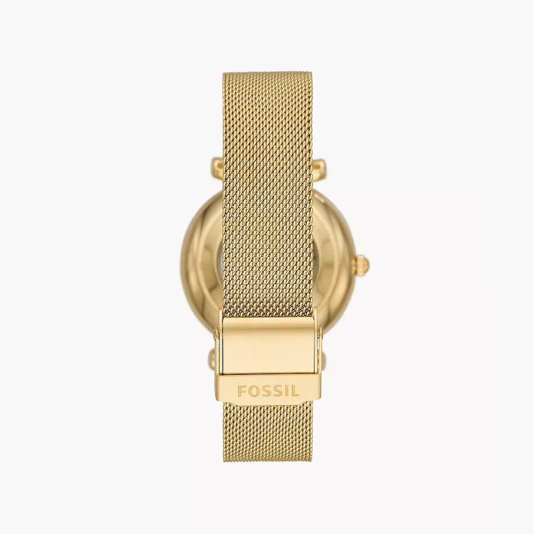 Fossil Carlie Automatic Gold-Tone Stainless Steel Mesh Watch