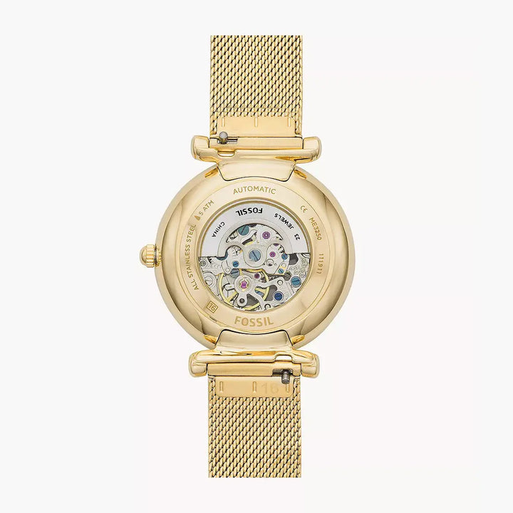 Fossil Carlie Automatic Gold-Tone Stainless Steel Mesh Watch