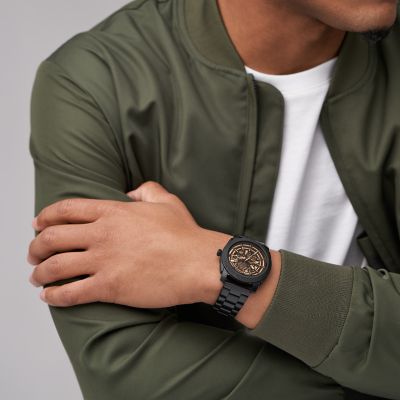 Fossil Machine Automatic Black Stainless Steel Watch