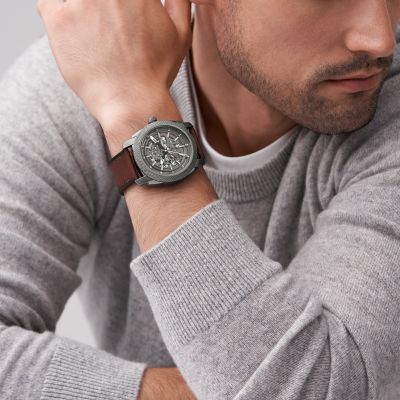 Fossil Machine Automatic Brown LiteHide™ Leather Watch
