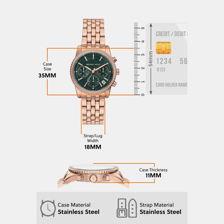 Michael Kors Bryant MK7600 Green Dial Women&