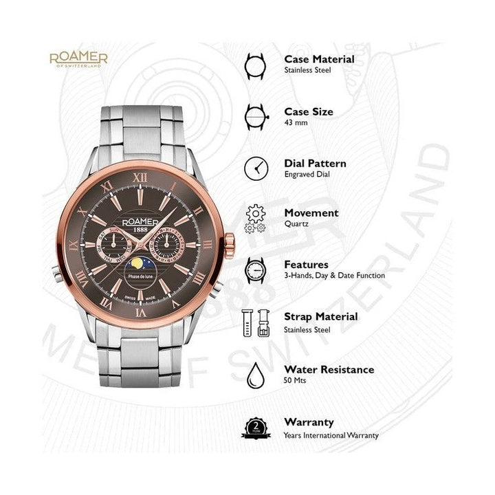 Roamer 508821 47 53 50 Superior Moonphase Multifunction Watch For Men