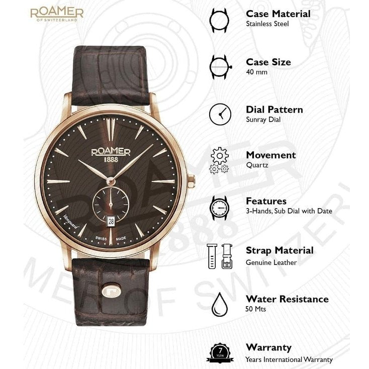 Roamer 980812 49 55 09 Vanguard Small Second Swiss Made Watch For Men