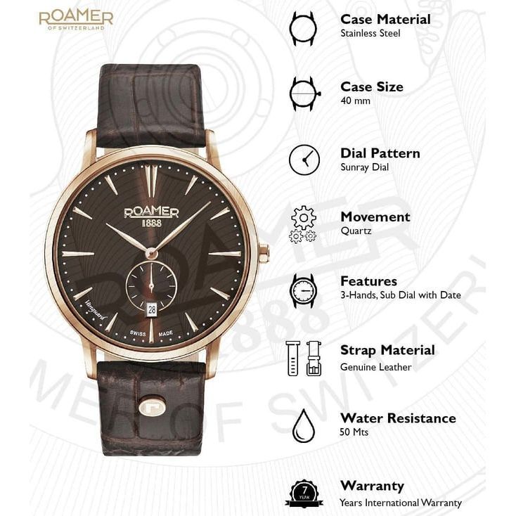 Roamer 980812 49 55 09 Vanguard Small Second Swiss Made Watch for Men