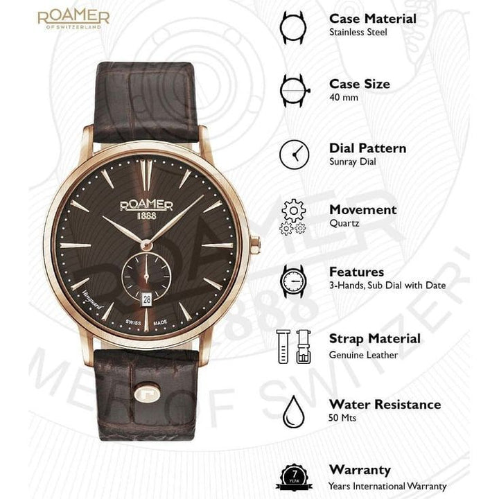 Roamer 980812 49 55 09 Vanguard Small Second Swiss Made Watch for Men