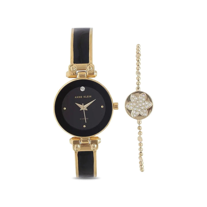 Anne Klein AKB3590BKSTW Analog Watch For Women With Bracelet Set Combo