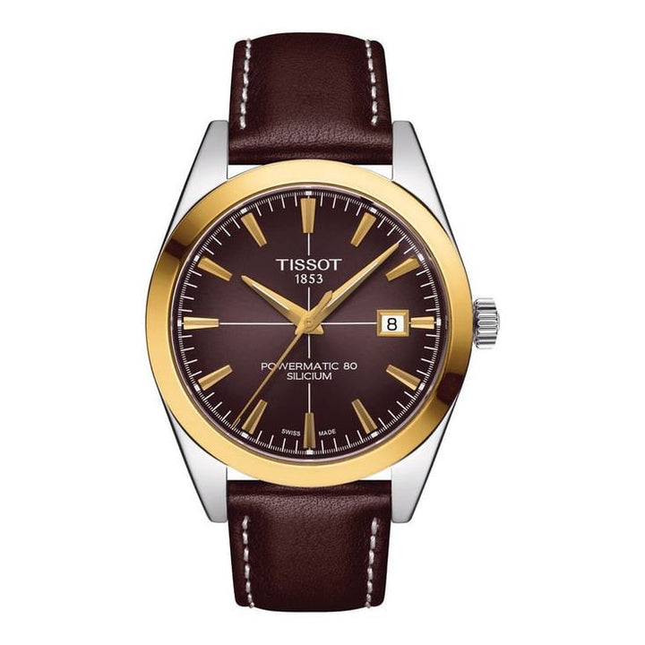 Tissot T9274074629101 Gentleman Powermatic 80 Silicium Solid 18K Gold Bezel Watch for Men