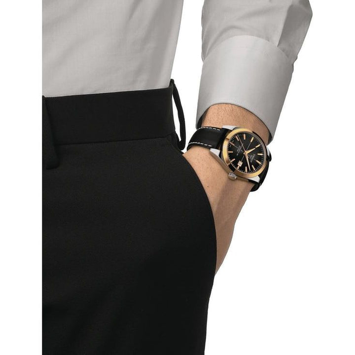 Tissot T9274074606101 Gentleman Powermatic 80 Silicium Solid 18K Gold Bezel Watch for Men