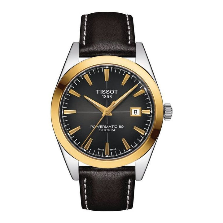 Tissot T9274074606101 Gentleman Powermatic 80 Silicium Solid 18K Gold Bezel Watch for Men