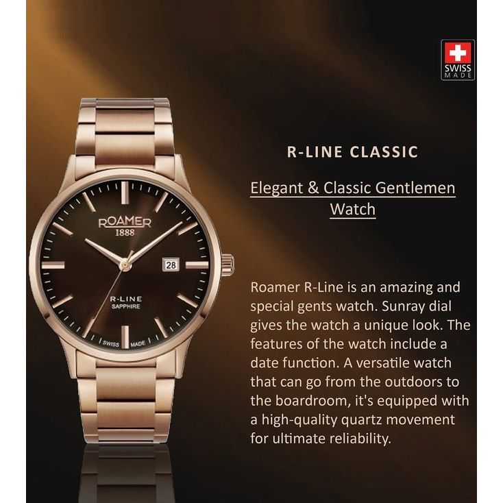 Roamer 718833 41 45 70 R Line Classic Swiss Made Watch for Men