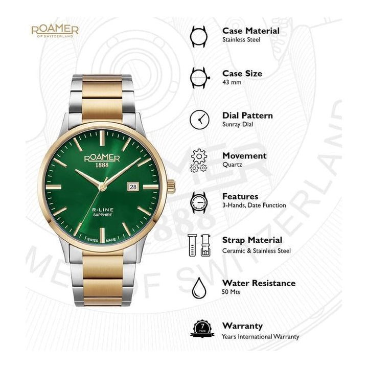 Roamer 718833 48 75 70 R Line Classic Swiss Made Watch for Men
