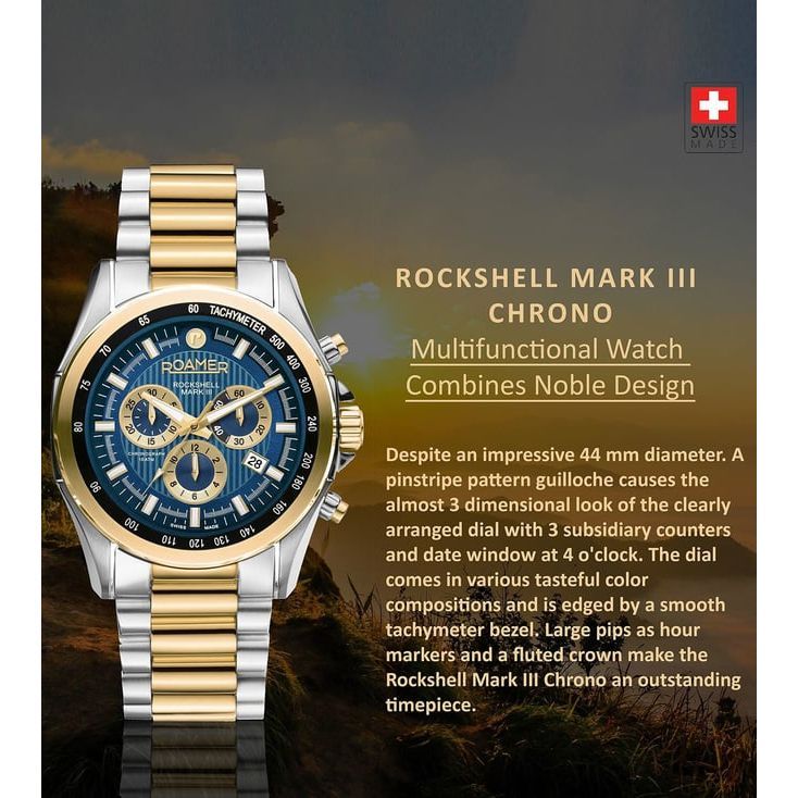 Roamer 220837 48 45 20 Rockshell Mark III Chronograph Swiss Made Watch for Men