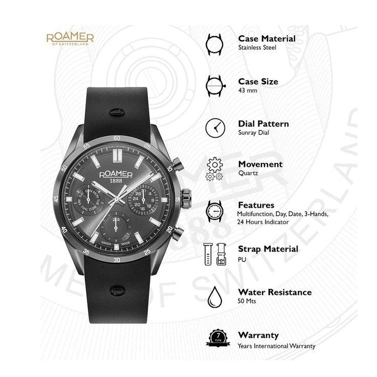Roamer 508982 45 55 05 Superior Multifunction Swiss Made Watch For Men