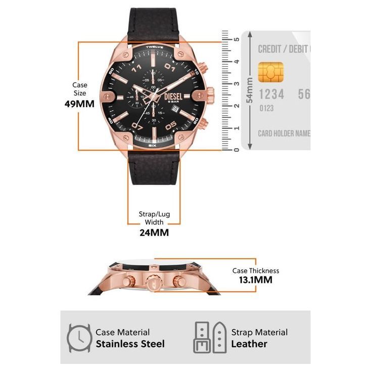 Diesel Spiked Chronograph Analog Watch for Men DZ4607