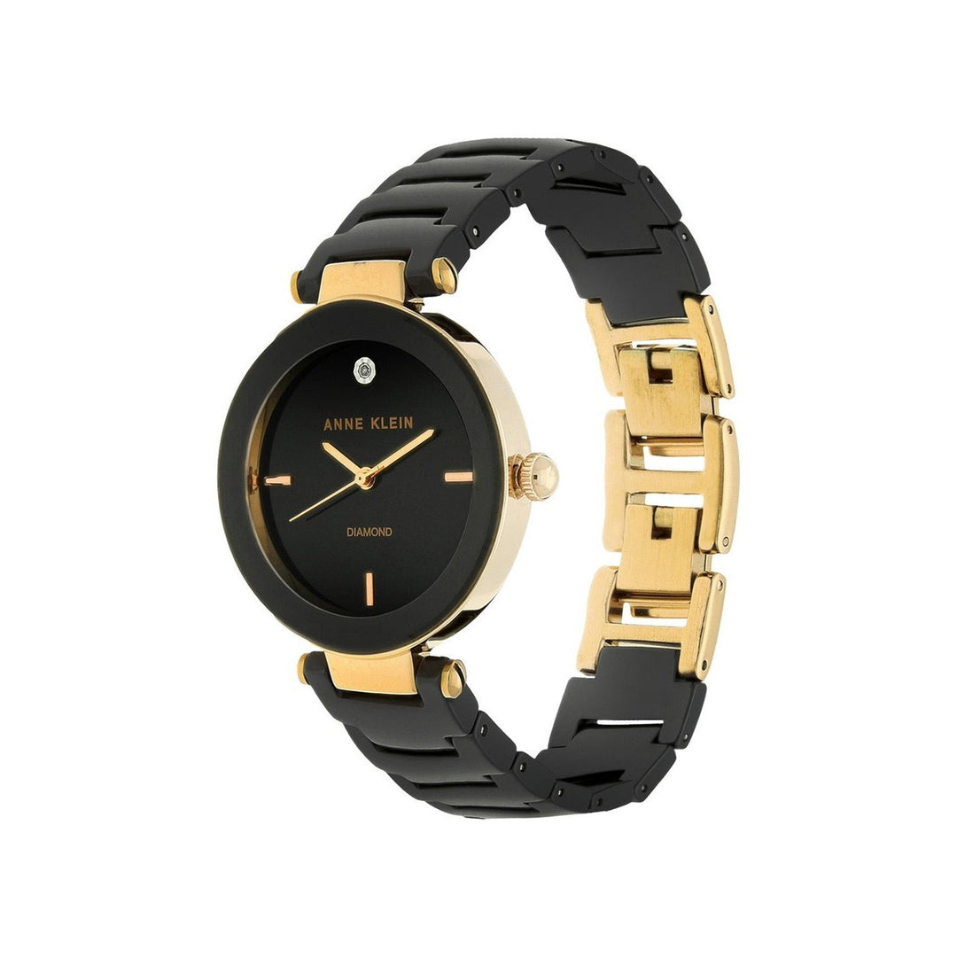 Anne Klein Quartz Analog Black Dial Ceramic Strap Watch for Women