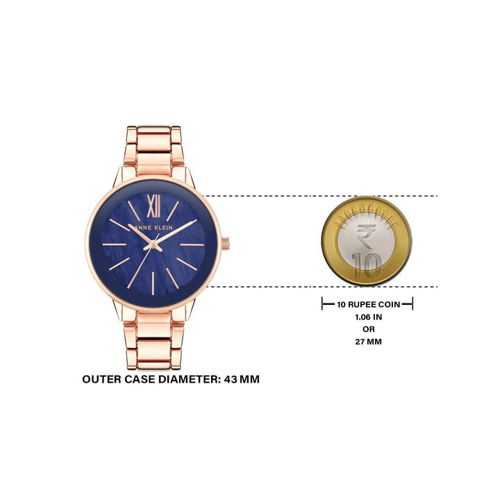 Anne Klein Quartz Analog Blue Dial Metal Strap Watch for Women