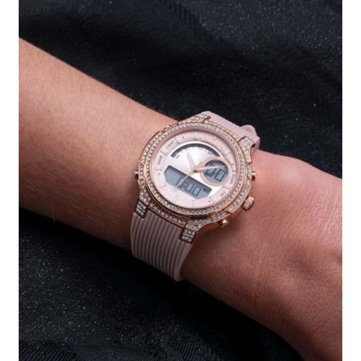GUESS RAY Women Rose Gold Round Dial Digital Watch - GW0339L2