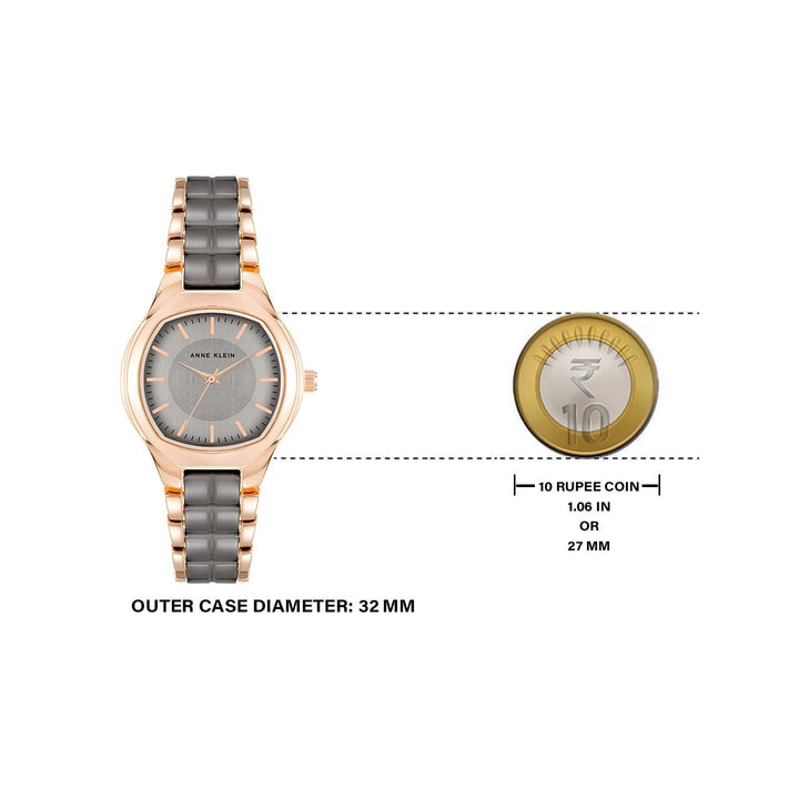 Anne Klein Quartz Analog Grey Dial Ceramic Strap Watch for Women