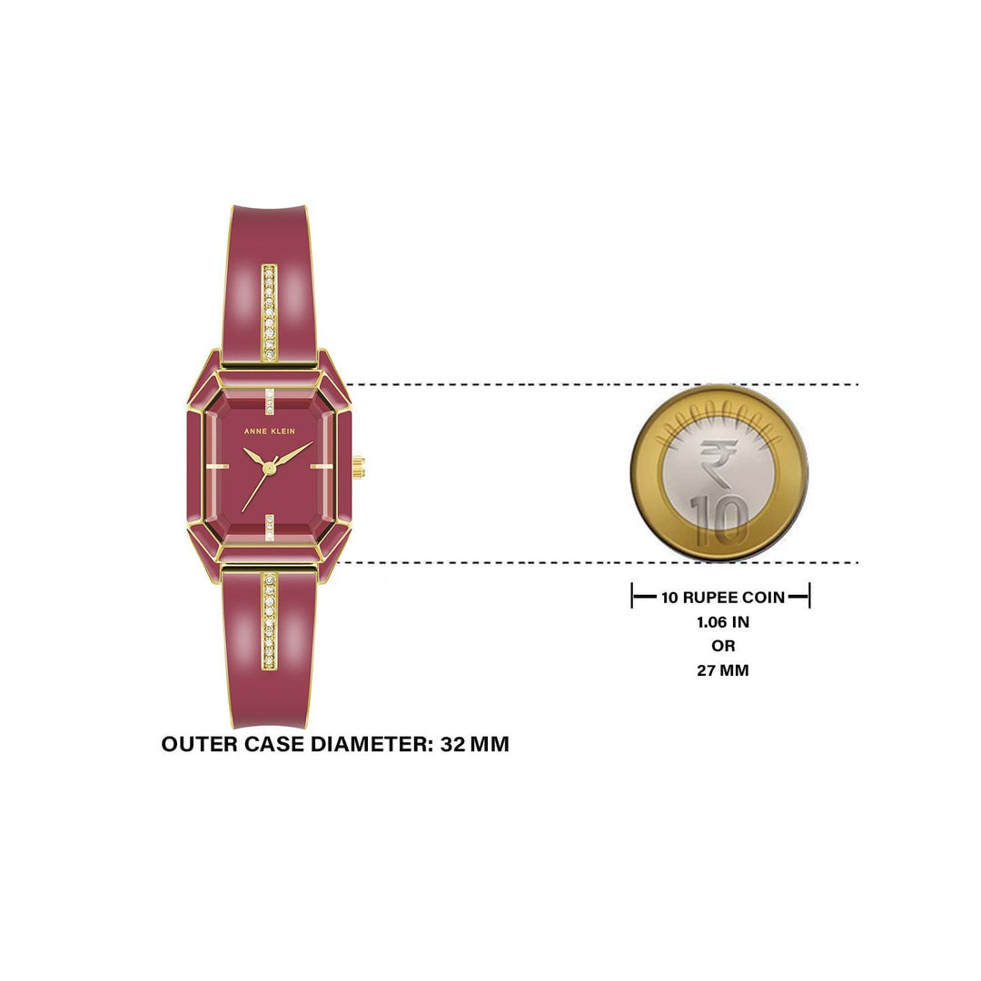 Anne Klein Quartz Analog Maroon Dial Stainless Steel Strap Watch for Women