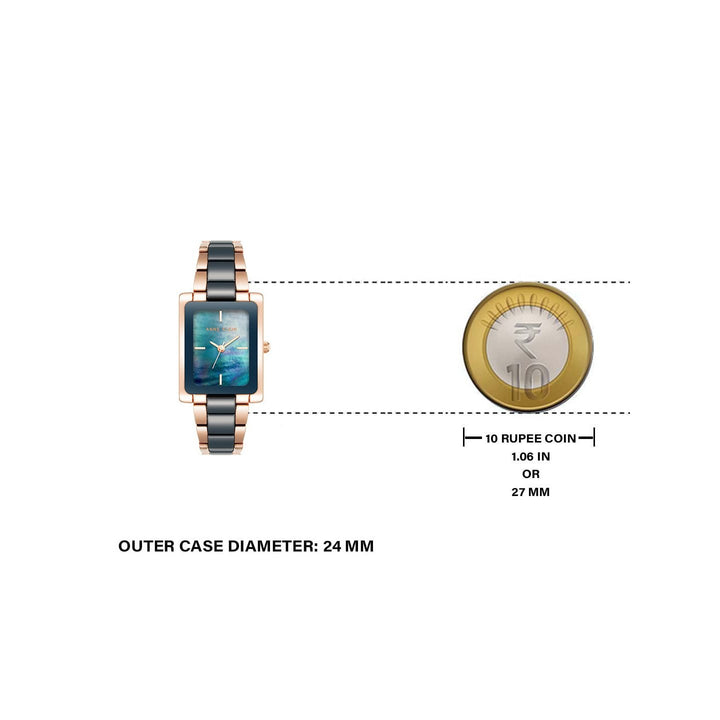 Anne Klein Quartz Analog Blue Dial Ceramic Strap Watch for Women