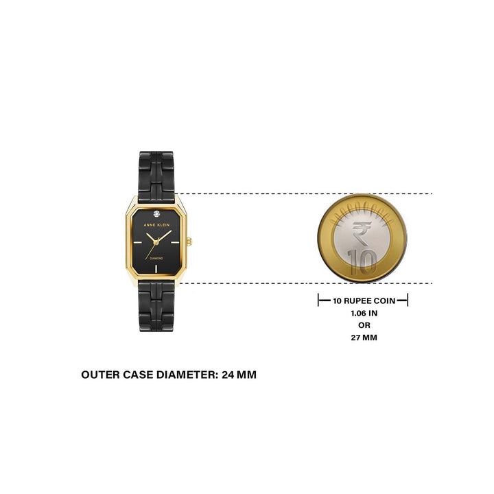 Anne Klein Quartz Analog Black Dial Ceramic Strap Watch for Women