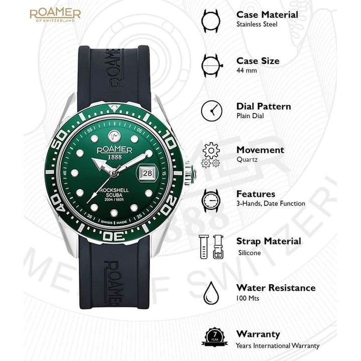 Roamer 867833 41 75 02 Rockshell Mark III Scuba Swiss Made Watch for Men